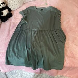 SHEIN Kids Dress with Ruffled Sleeves in Sage